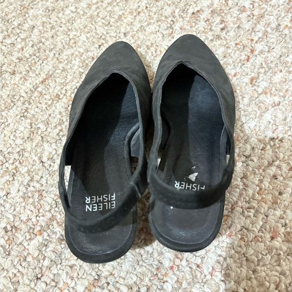 Eileen Fisher Suede Blue Slingback Block Heel Almond Toe Pumps Heels Shoes 7 - Picture 3 of 8